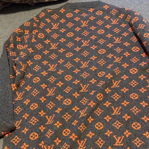 Louis Vuitton Charcoal and Orange Monogram Crewneck Sweater - Picture 2 of 4